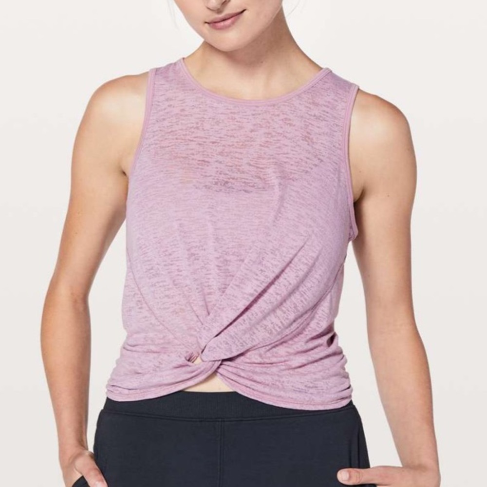 Lululemon Breeze Through Knot Muscle Tank Top Rose Blush Pink 4